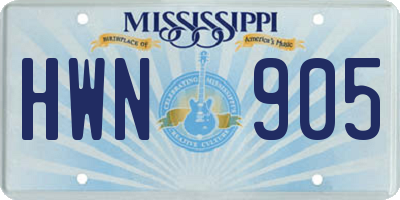 MS license plate HWN905
