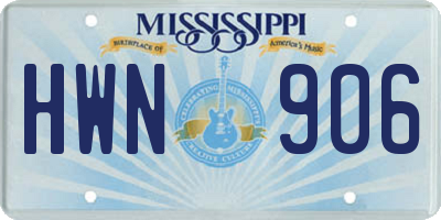 MS license plate HWN906