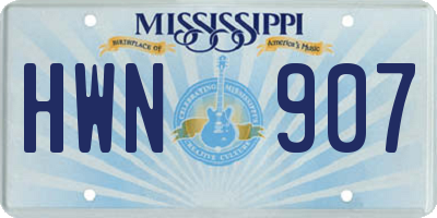 MS license plate HWN907