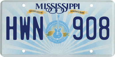 MS license plate HWN908