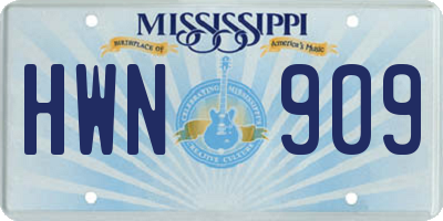 MS license plate HWN909