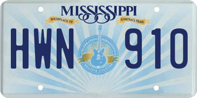 MS license plate HWN910