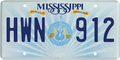 MS license plate HWN912