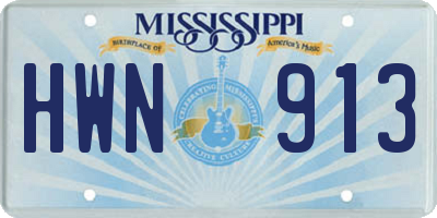 MS license plate HWN913