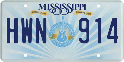 MS license plate HWN914