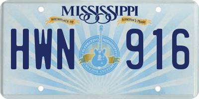 MS license plate HWN916