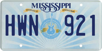 MS license plate HWN921