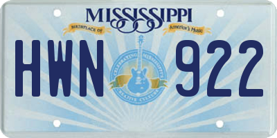 MS license plate HWN922