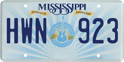 MS license plate HWN923