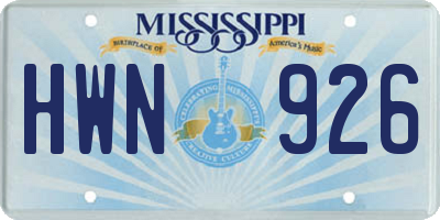 MS license plate HWN926