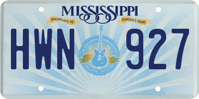 MS license plate HWN927