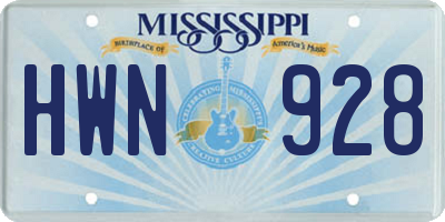 MS license plate HWN928