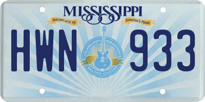 MS license plate HWN933