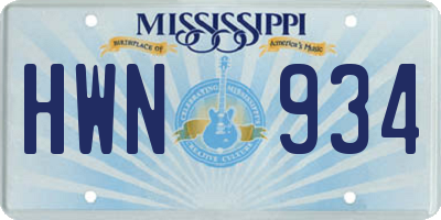 MS license plate HWN934