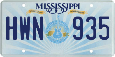MS license plate HWN935
