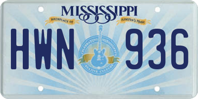 MS license plate HWN936