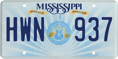 MS license plate HWN937