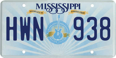 MS license plate HWN938