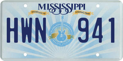 MS license plate HWN941