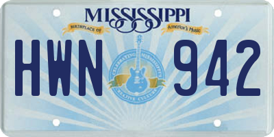 MS license plate HWN942