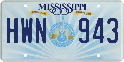 MS license plate HWN943