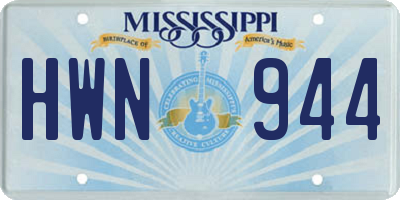 MS license plate HWN944