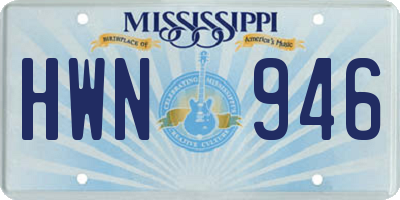 MS license plate HWN946