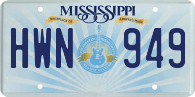 MS license plate HWN949