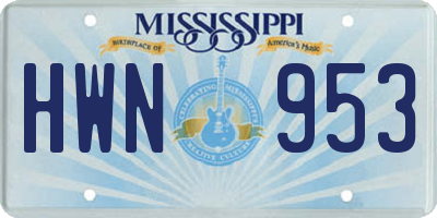 MS license plate HWN953