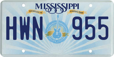 MS license plate HWN955