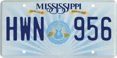 MS license plate HWN956