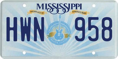 MS license plate HWN958