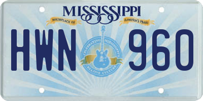MS license plate HWN960