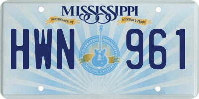 MS license plate HWN961