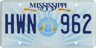 MS license plate HWN962