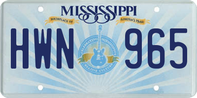 MS license plate HWN965