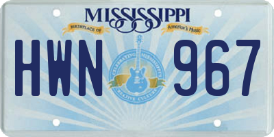 MS license plate HWN967
