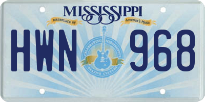 MS license plate HWN968