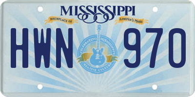 MS license plate HWN970