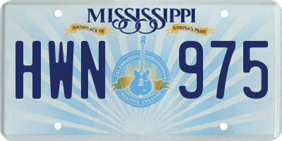 MS license plate HWN975