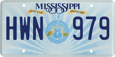 MS license plate HWN979