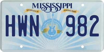 MS license plate HWN982