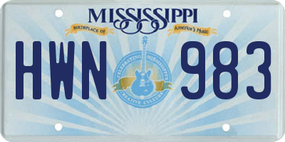 MS license plate HWN983