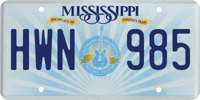 MS license plate HWN985