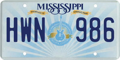 MS license plate HWN986