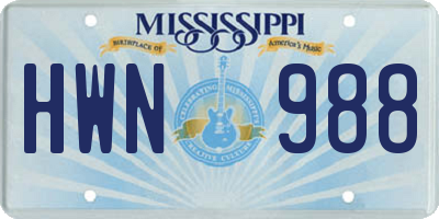 MS license plate HWN988