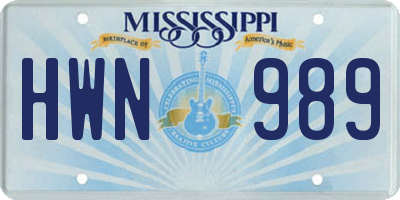 MS license plate HWN989