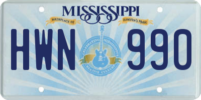 MS license plate HWN990