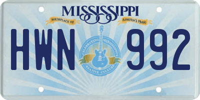 MS license plate HWN992