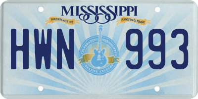 MS license plate HWN993